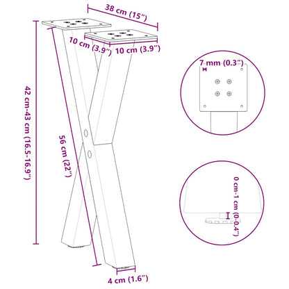 Couchtischbeine X-Form 2 Stk. Anthrazit 38x(42-43) cm Stahl