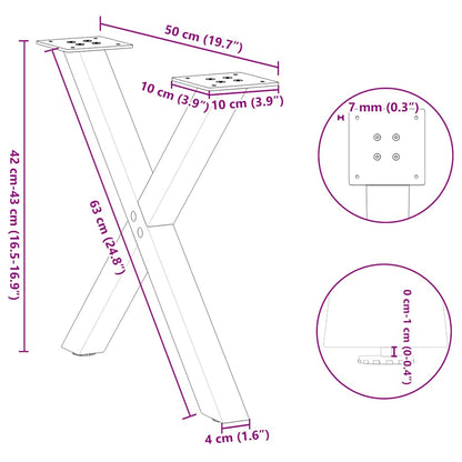 Couchtischbeine X-Form 2 Stk. Weiß 50x(42-43) cm Stahl