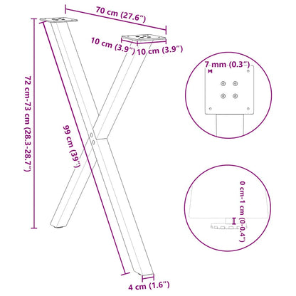 Esstischbeine X-Form 2 Stk. Weiß 80x(72-73) cm Stahl