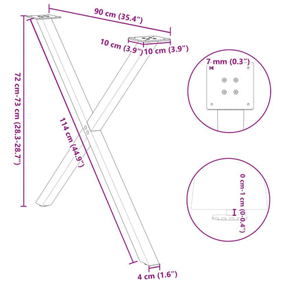 Esstischbeine X-Form 2 Stk. Weiß 90x(72-73) cm Stahl