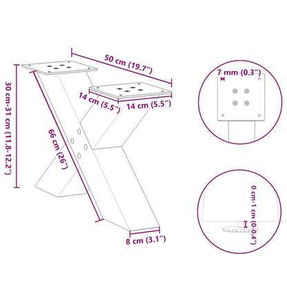 Couchtischbeine X-Form 2 Stk. Anthrazit 50x(30-31) cm Stahl