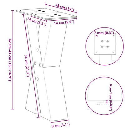 Couchtischbeine X-Form 2 Stk. Anthrazit 38x(42-43) cm Stahl