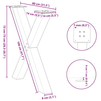 Esstischbeine X-Form 2 Stk. Weiß 80x(72-73) cm Stahl