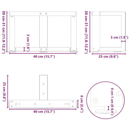 Couchtischbeine T-Form 2 Stk. Anthrazit 40x25x(30-31) cm Stahl