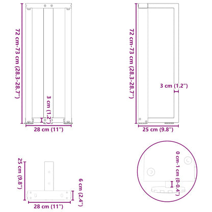 Konsolentischbeine T-Form 2 Stk. Weiß 25x28x(72-73) cm Stahl