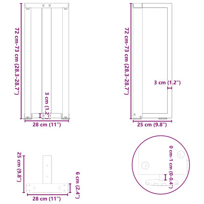 Konsolentischbeine T-Form 2Stk. Anthrazit 25x28x(72-73)cm Stahl