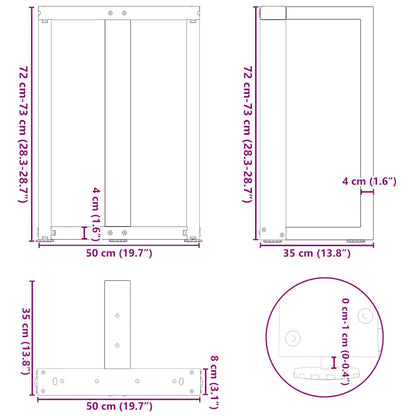 Esstischbeine T-Form 2 Stk. Schwarz 50x35x(72-73) cm Stahl