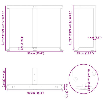 Esstischbeine T-Form 2 Stk. Weiß 90x35x(72-73) cm Stahl