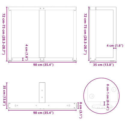 Esstischbeine T-Form 2 Stk. Anthrazit 90x35x(72-73) cm Stahl