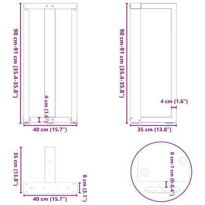 Bartischbeine T-Form 2 Stk. Weiß 40x35x(90-91) cm Stahl