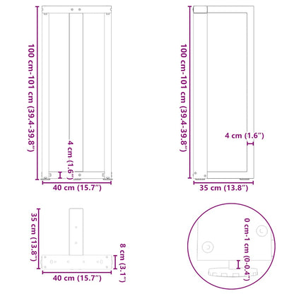 Bartischbeine T-Form 2 Stk. Anthrazit 40x35x(100-101) cm Stahl