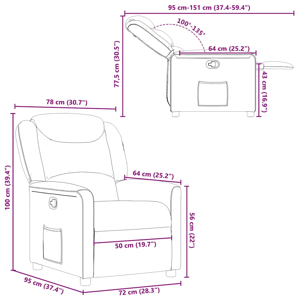 Relaxsessel Braun Stoff