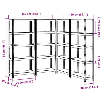 Lagerregale mit 5 Böden 4 Stk. Anthrazit Stahl & Holzwerkstoff