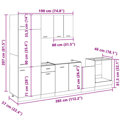 7-tlg. Küchenschrank-Set Sonoma-Eiche Holzwerkstoff