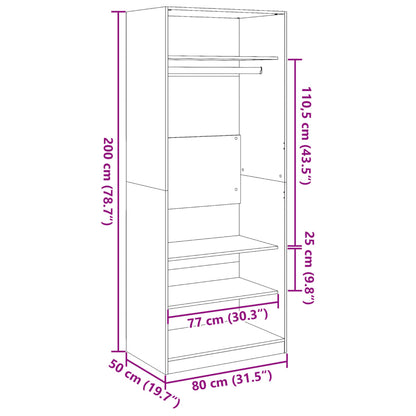 Kleiderschrank Betongrau 80x50x200 cm Holzwerkstoff