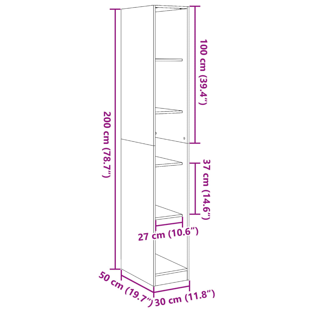 Kleiderschrank Braun Eichen-Optik 30x50x200 cm Holzwerkstoff