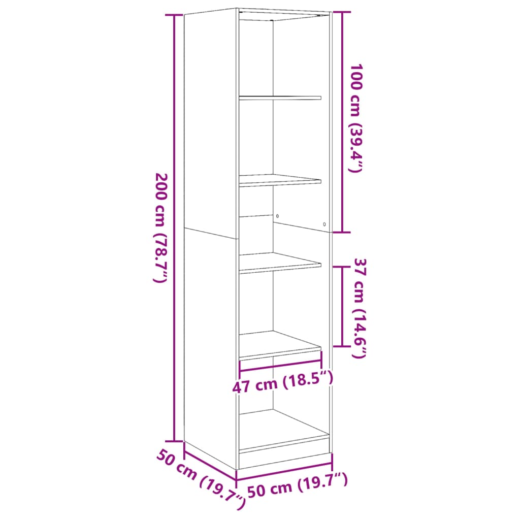 Kleiderschrank Weiß 50x50x200 cm Holzwerkstoff