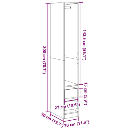 Kleiderschrank Grau Sonoma 30x50x200 cm Holzwerkstoff