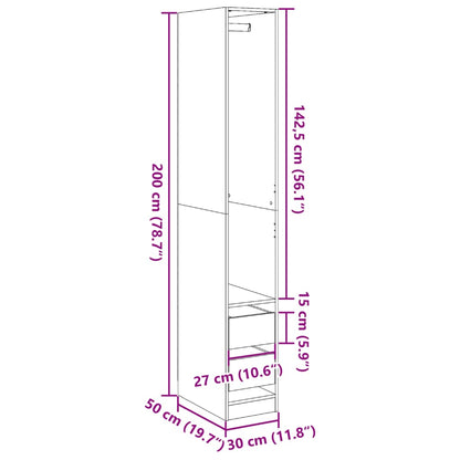 Kleiderschrank Braun Eichen-Optik 30x50x200 cm Holzwerkstoff