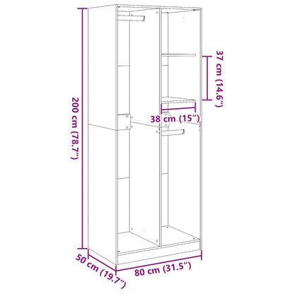 Kleiderschrank Sonoma-Eiche 80x50x200 cm Holzwerkstoff