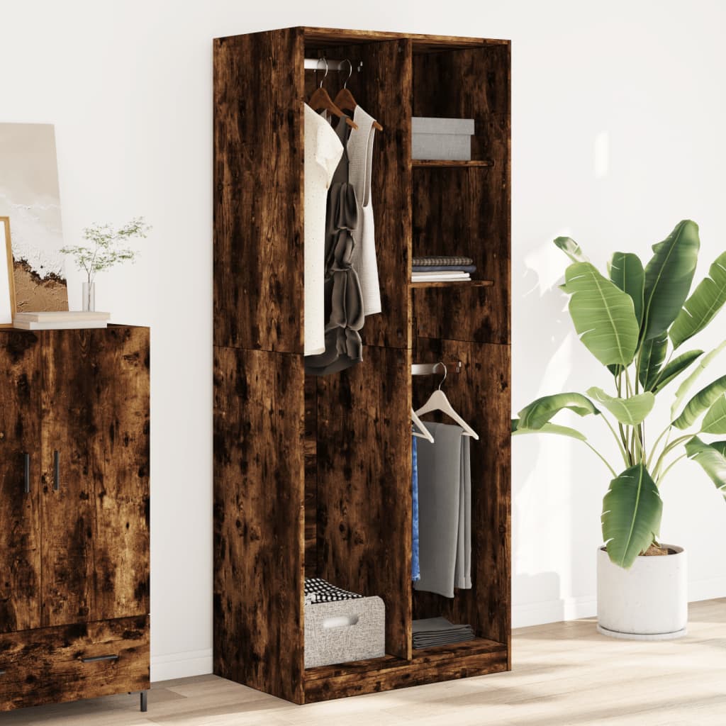 Kleiderschrank Räuchereiche 80x50x200 cm Holzwerkstoffs