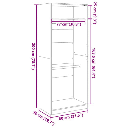 Kleiderschrank Schwarz 80x50x200 cm Holzwerkstoff