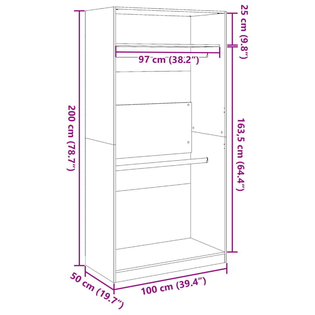 Kleiderschrank Weiß 100x50x200 cm Holzwerkstoff