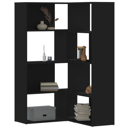 Eck-Bücherregal 4 Etagen Schwarz 85x85x140 cm Holzwerkstoff