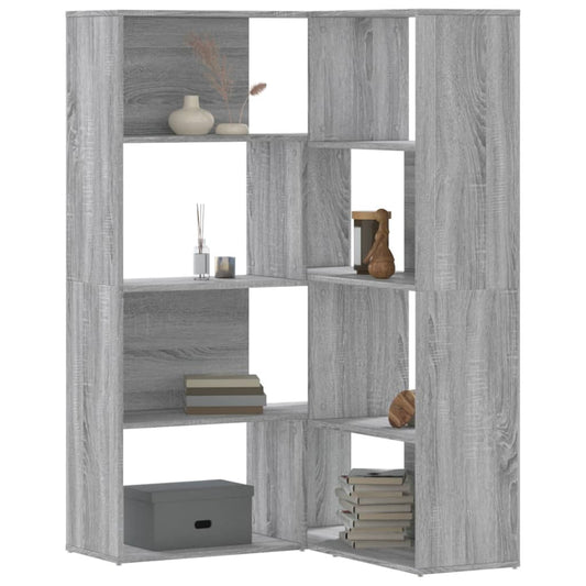 Eck-Bücherregal 4 Etagen Grau Sonoma 85x85x140 cm Holzwerkstoff