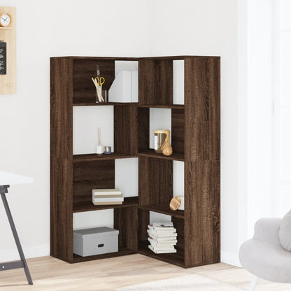 Eck-Bücherregal 4 Etagen Eichen-Optik 85x85x140cm Holzwerkstoff