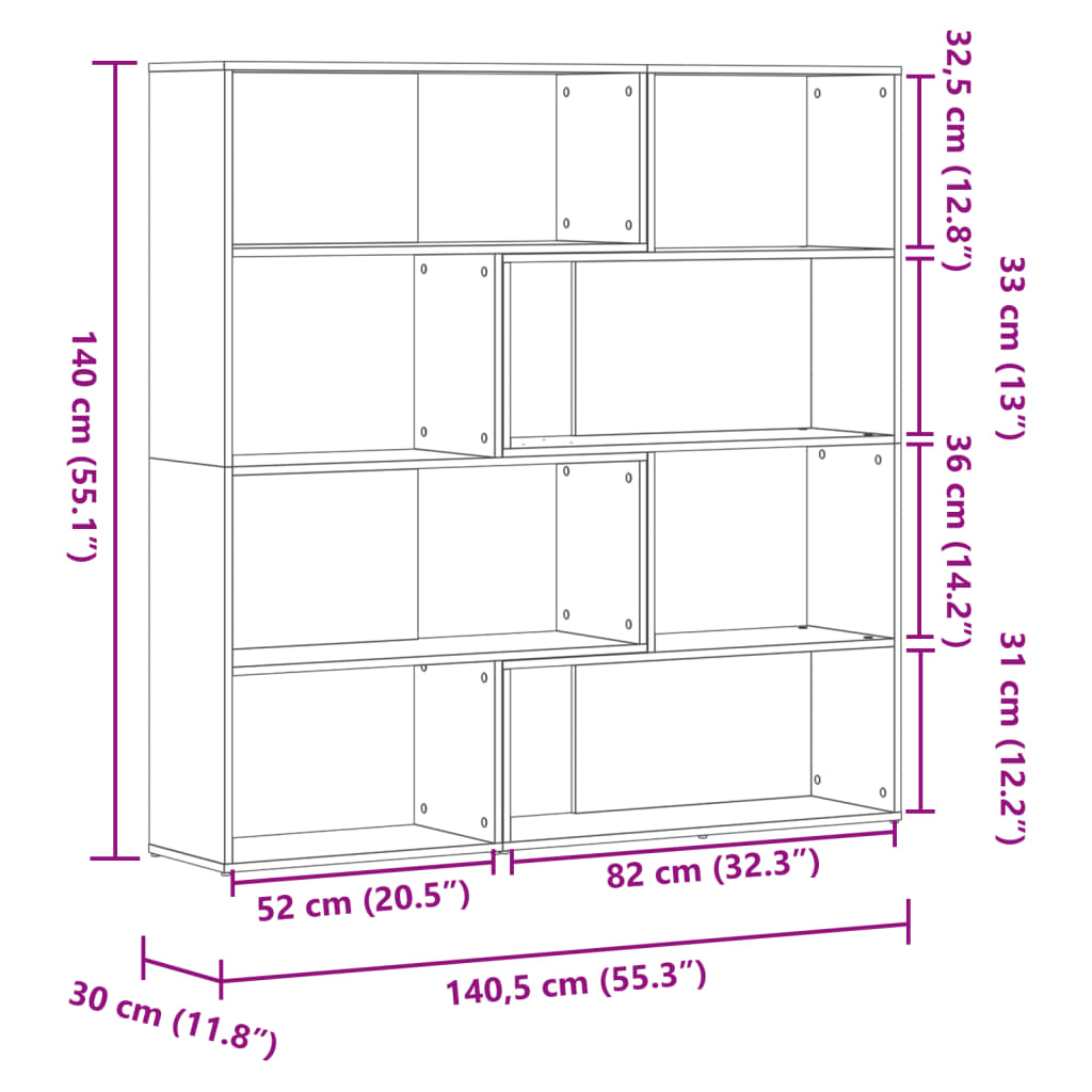 Eck-Bücherregal 4 Etagen Antikholz 85x85x140 cm Holzwerkstoff