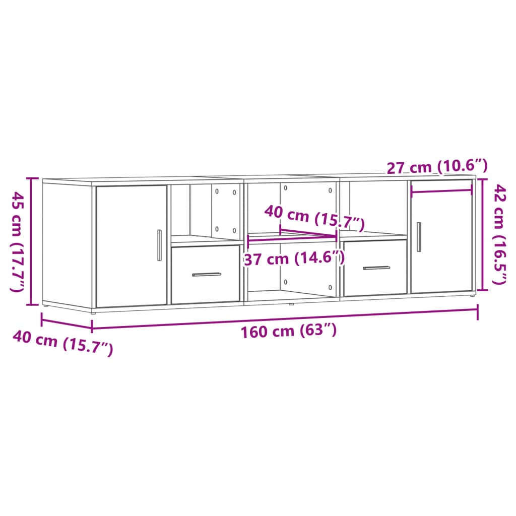 Eckregal Sonoma-Eiche 160x40x45 cm Holzwerkstoff