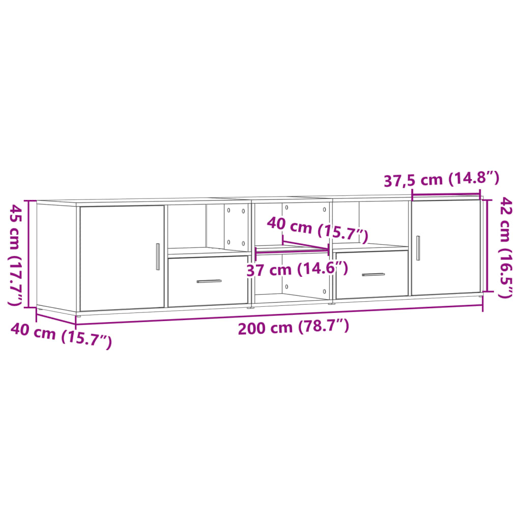 Eckregal Sonoma-Eiche 200x40x45 cm Holzwerkstoff