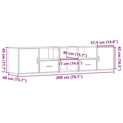 Eckregal Braun Eichen-Optik 200x40x45 cm Holzwerkstoff