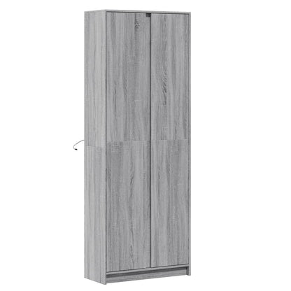 Highboard mit LED-Beleuchtung Grau Sonoma 74x32,5x200 cm