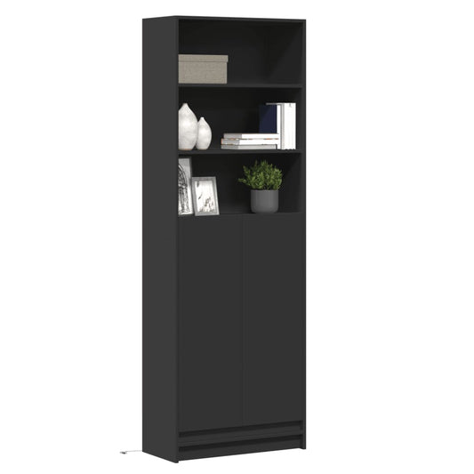 Highboard mit LED-Beleuchtung Schwarz 69x32,5x200 cm