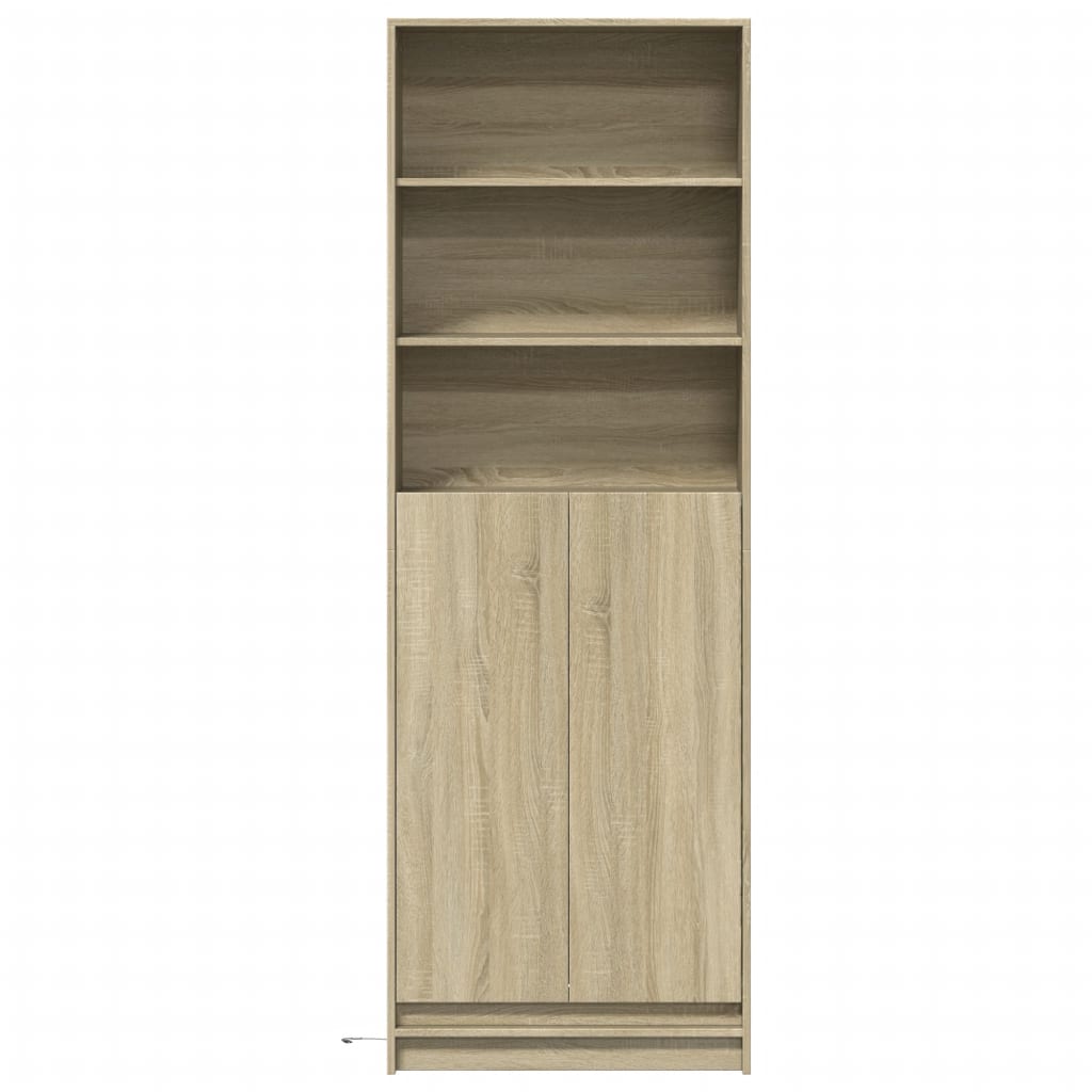 Highboard mit LED-Beleuchtung Sonoma-Eiche 69x32,5x200 cm