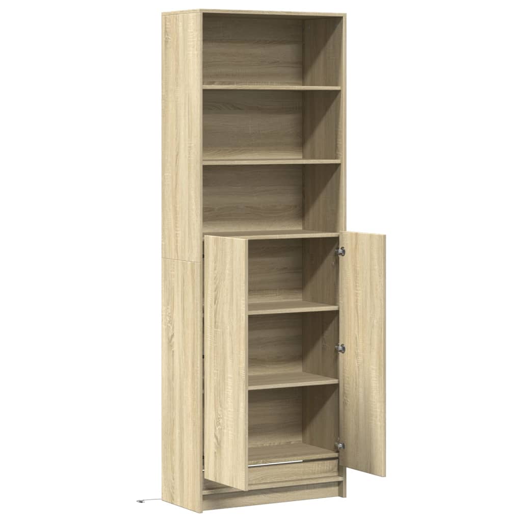 Highboard mit LED-Beleuchtung Sonoma-Eiche 69x32,5x200 cm