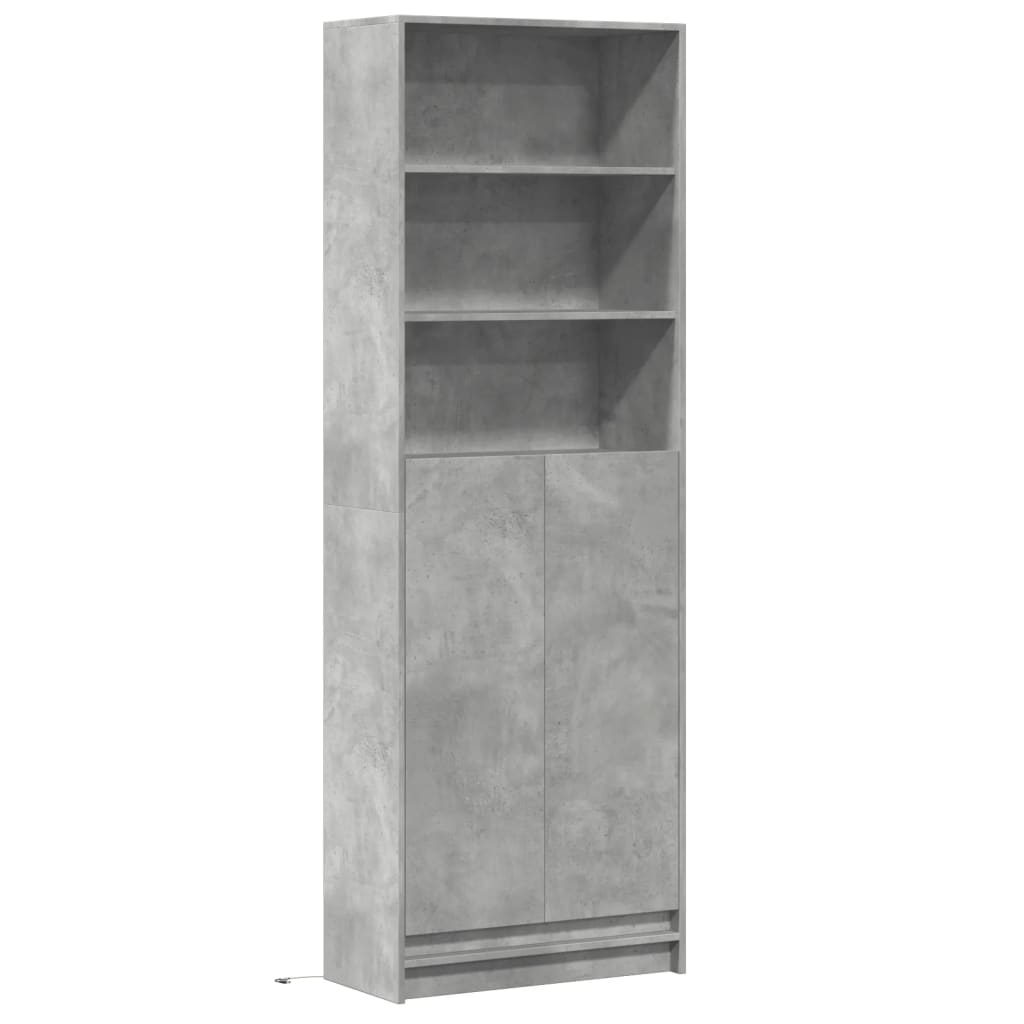 Highboard mit LED-Beleuchtung Grau 69x32,5x200 cm Holzwerkstoff