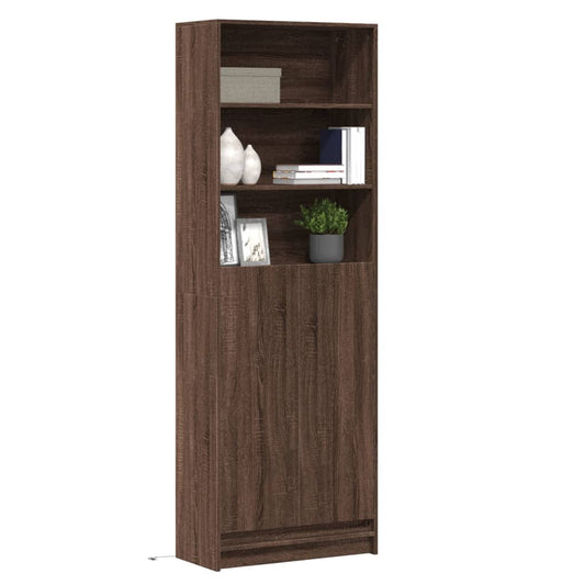 Highboard mit LED-Beleuchtung Braun Eichen-Optik 69x32,5x200 cm