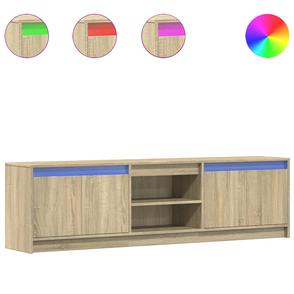 TV-Schrank mit LED-Beleuchtung Sonoma-Eiche 180x34x50 cm