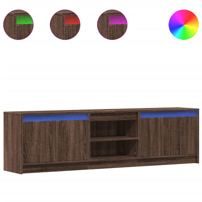 TV-Schrank mit LED-Beleuchtung Braun Eichen-Optik 180x34x50 cm