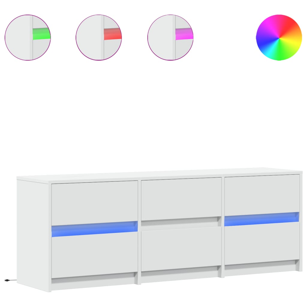 TV-Schrank mit LED-Beleuchtung Weiß 140x34x50 cm Holzwerkstoff