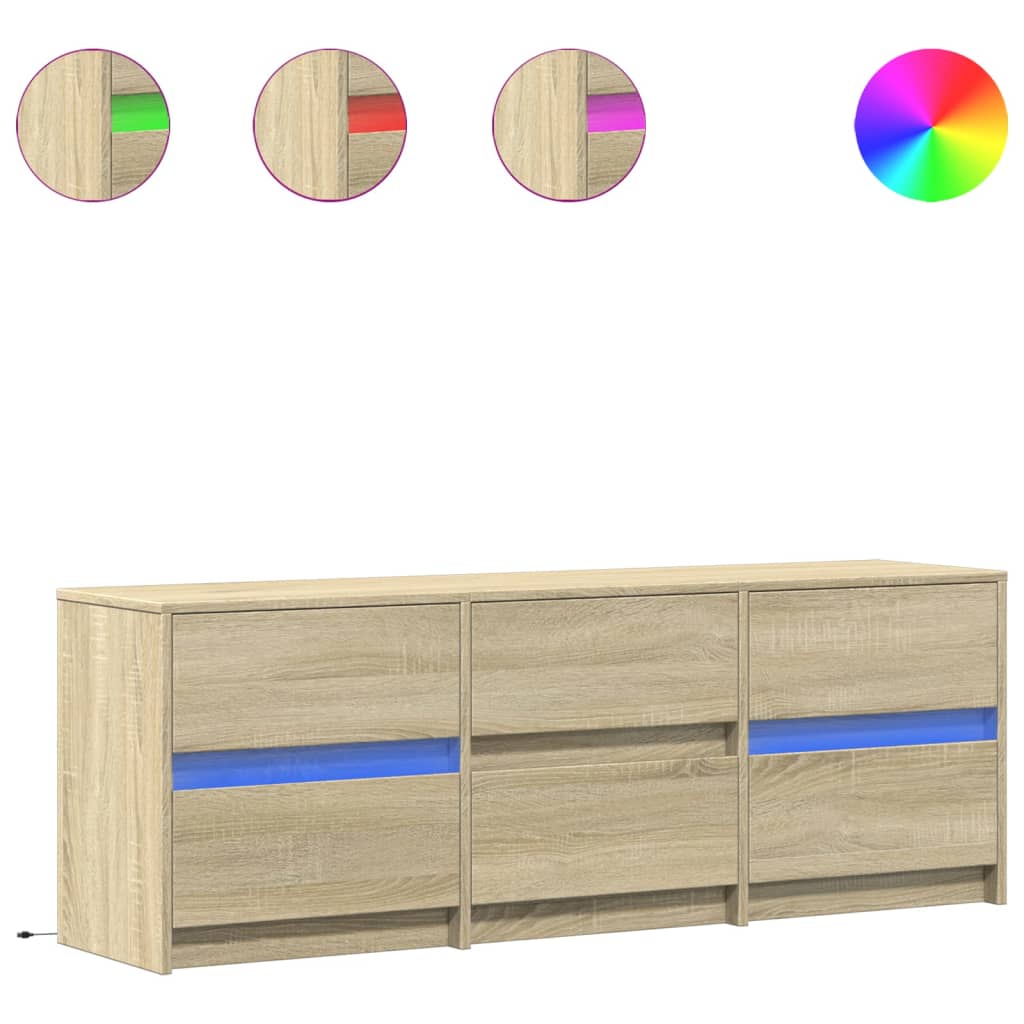 TV-Schrank mit LED-Beleuchtung Sonoma-Eiche 140x34x50 cm