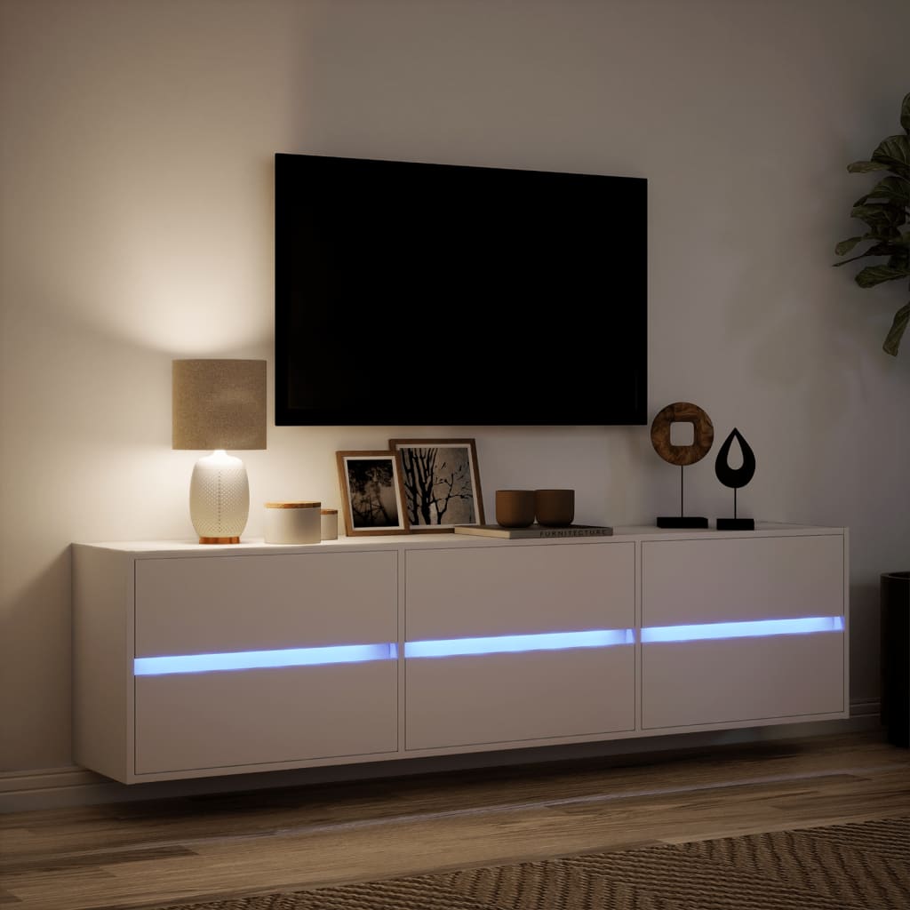 TV-Wandschrank mit LED Weiß 180x31x45 cm