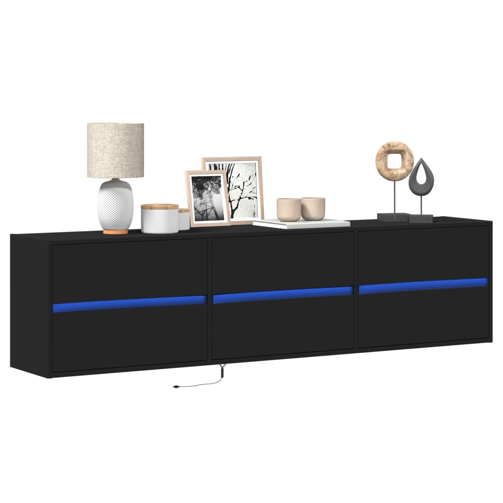 TV-Wandschrank mit LED Schwarz 180x31x45 cm