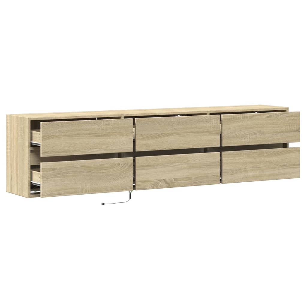 TV-Wandschrank mit LED Sonoma-Eiche 180x31x45 cm