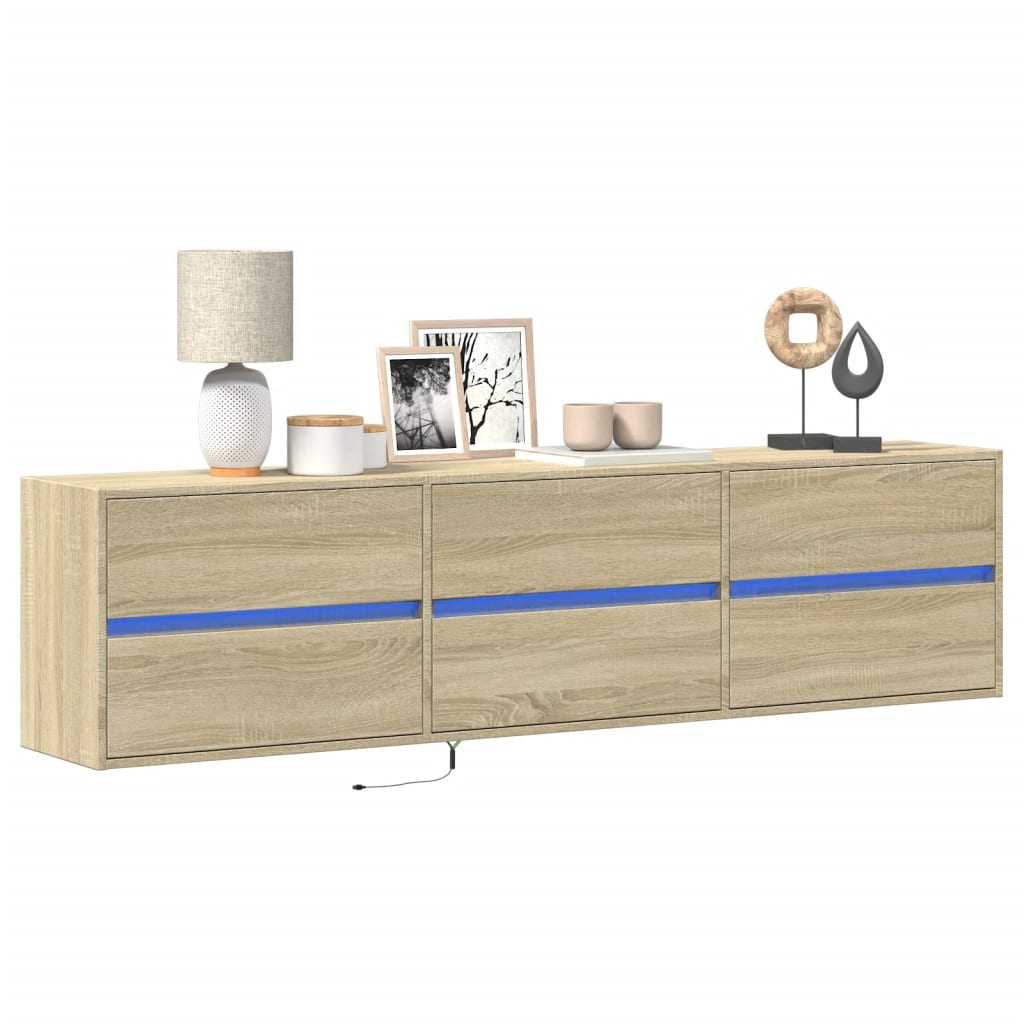 TV-Wandschrank mit LED Sonoma-Eiche 180x31x45 cm