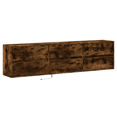 TV-Wandschrank mit LED Räuchereiche 180x31x45 cm