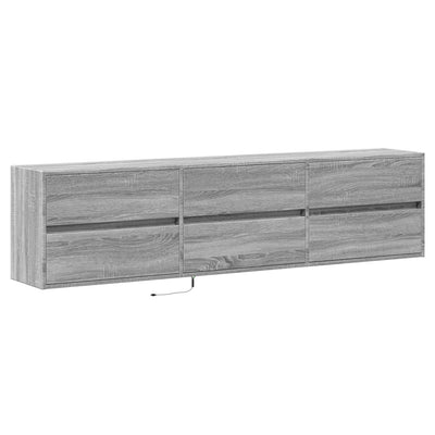 TV-Wandschrank mit LED Grau Sonoma 180x31x45 cm